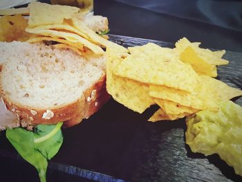 Close-up of food served on plate