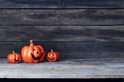 View of pumpkins on table