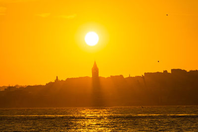 Silhouette of buildings against sky during sunset