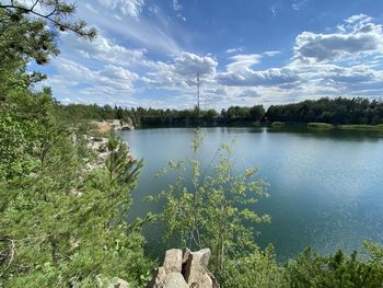 Scenic view of lake against sky