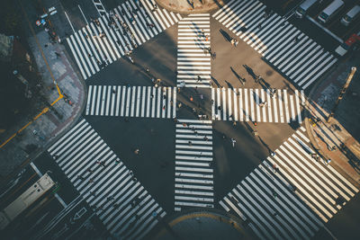 High angle view of road amidst buildings