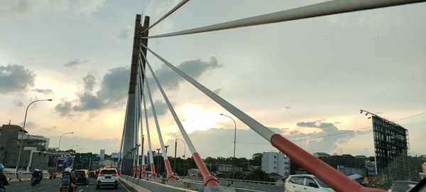 Panoramic view of city against sky during sunset