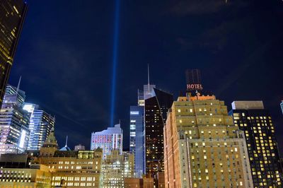 City lit up at night