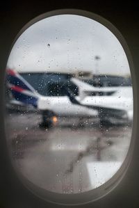 Reflection of cityscape seen through window