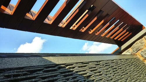 Low angle view of building against cloudy sky