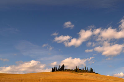 View of the beautiful tuscan countryside with its unique colors.