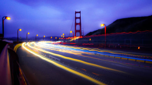 Light trails on golden gate bridge 