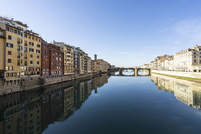 Panoramic view of the ponte vecchio over the arno river in the city center