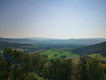 Scenic view of landscape against clear sky