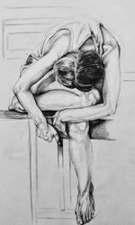 High angle view of old painting on wall