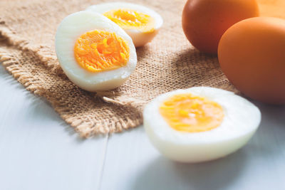 High angle view of breakfast on table