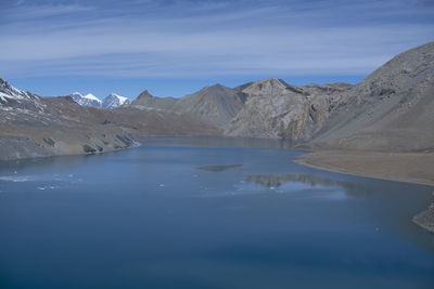 Mountain landscape with lake in nepal in the morning, nature photography