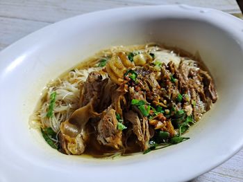 High angle view of food in bowl