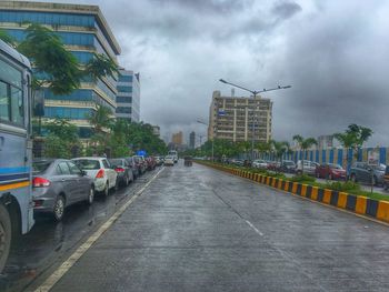 View of street in city