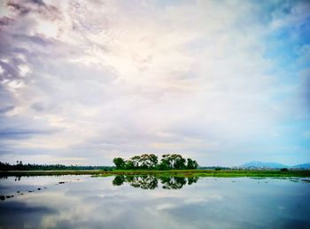 Scenic view of lake against sky