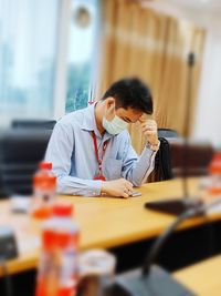 Man working on table