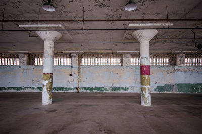 Empty parking lot in abandoned building