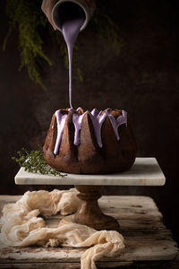 Close-up of chocolate cake on table