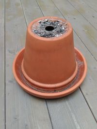 High angle view of drink on table