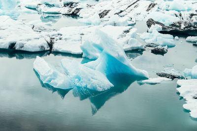 Close-up of frozen lake