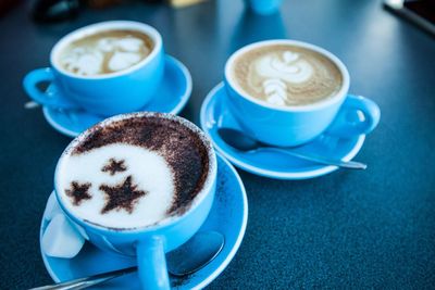 Close-up of coffees on table