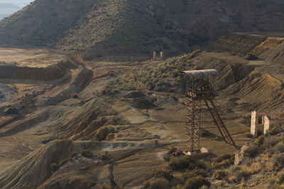 Old abandoned mining tower in murcia, spain