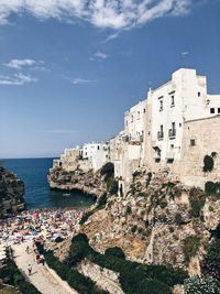 View of sea and buildings in city