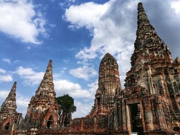 Low angle view of temple building against sky