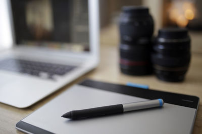 Close-up of laptop on table