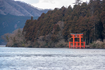 Scenic view of lake against mountains