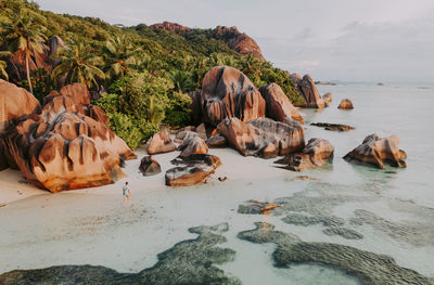 Aerial view of man at beach