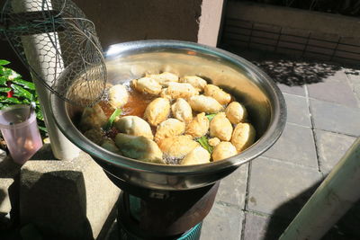 High angle view of vegetables in bowl