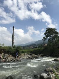 Scenic view of rocks against sky