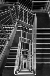 High angle view of spiral staircase in building