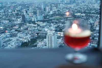 Close-up of illuminated cityscape