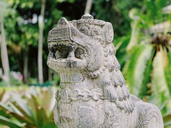 Close-up of animal statue in park
