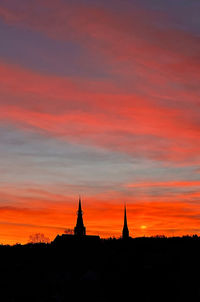 Low angle view of temple against sky during sunset