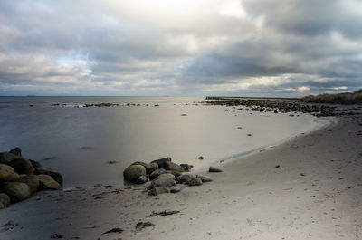 Scenic view of beach against sky