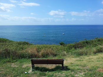 Scenic view of sea against cloudy sky