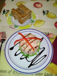 Close-up of food served in plate