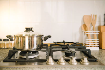 Close-up of kitchen counter at home