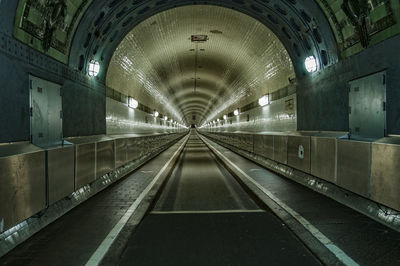 Interior of illuminated elbe tunnel