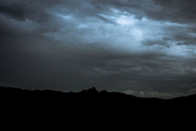 Silhouette of landscape against cloudy sky