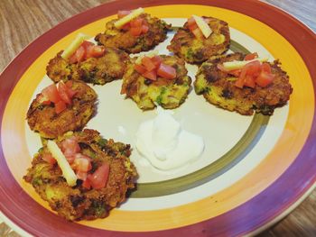 Close-up of food served in plate