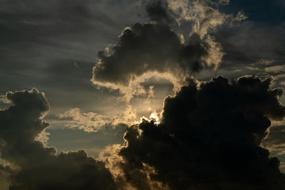 Low angle view of clouds in sky during sunset