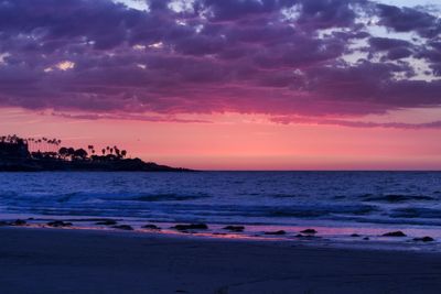 Scenic view of sea against cloudy sky