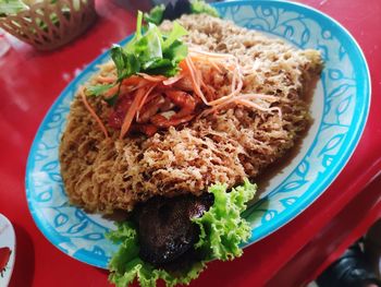 Close-up of food served in plate