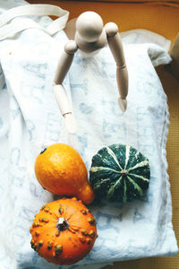 High angle view of oranges