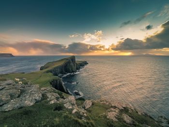 Scenic view of sea against sky during sunset