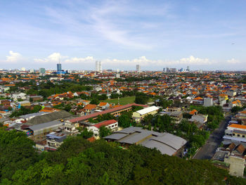 High angle view of townscape against sky